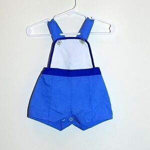 Vintage Blue Overall Shortall Cross Strap 3-6m